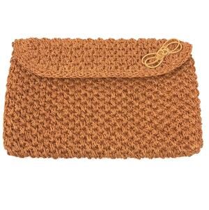 genie Vintage Rust Woven Straw Clutch Envelope Style